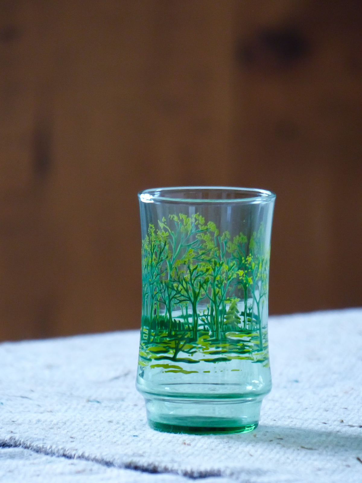Ensemble de 4 petits verres vintage à motif de paysage