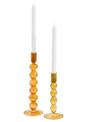 Petit bougeoir BULLE en verre ambré