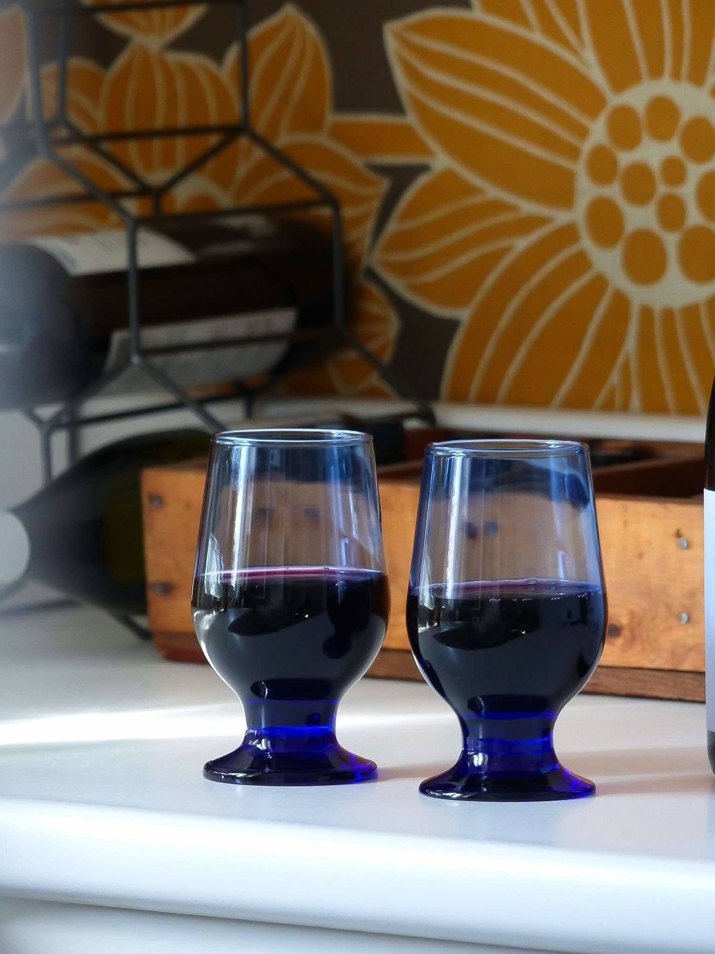 Duo de coupes vintage, bleues