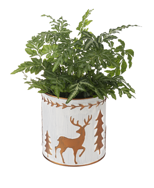 Pots en relief Arbre-Cerf en cuivre et blanchis à la chaux - 3 formats