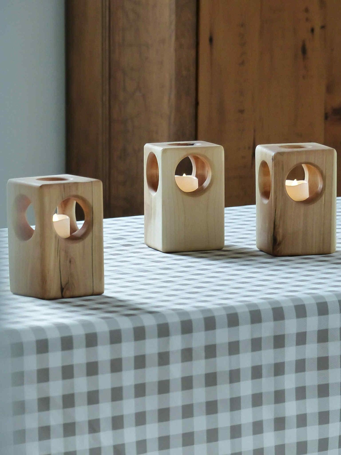 Porte bougie en coeur de bouleau blanc et époxy