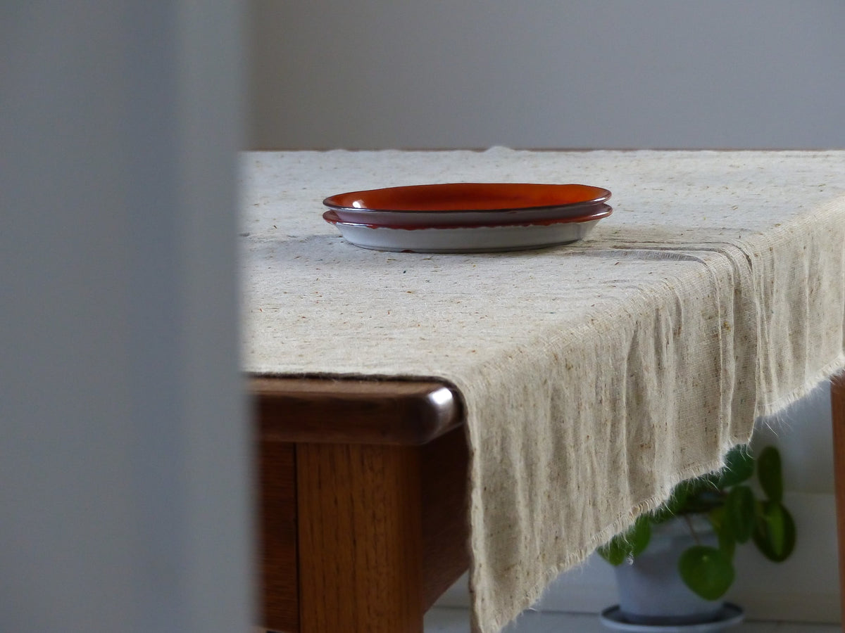 Duo d'assiettes vintage en terre cuite, orangées