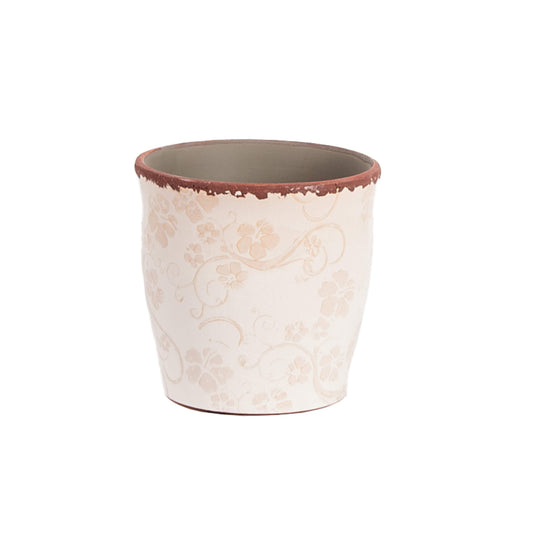 Cache-pot à motifs floral - Crème