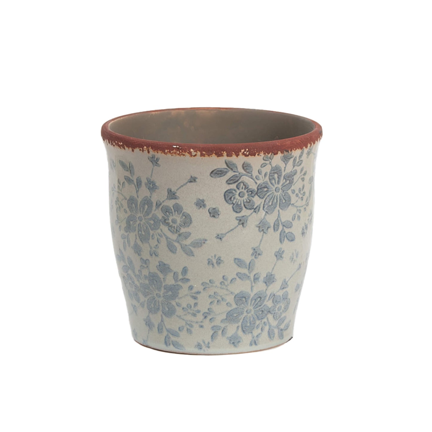 Cache-pot à motifs floral - Bleu - L