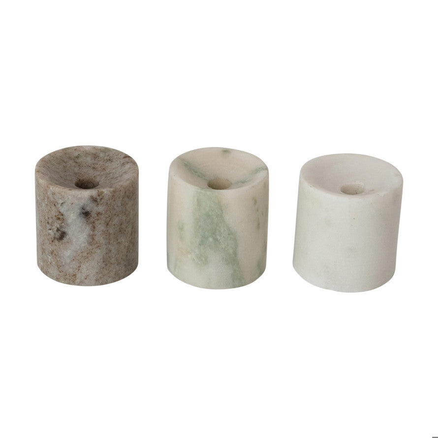 Bougeoir fuselé en marbre, 3 couleurs (pour bougies fuselées de 1/2 po)