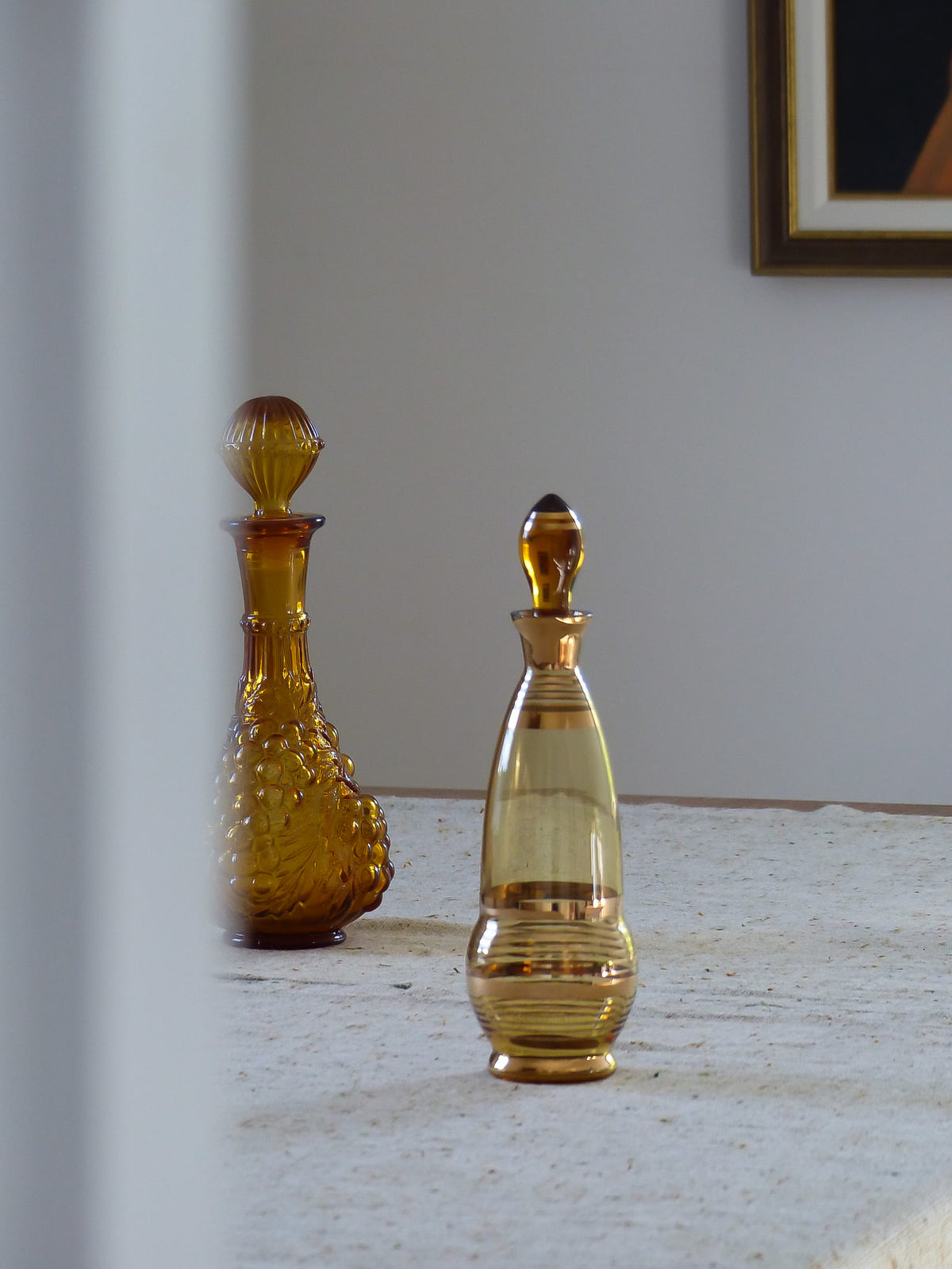 Bouteille vintage en verre ambré