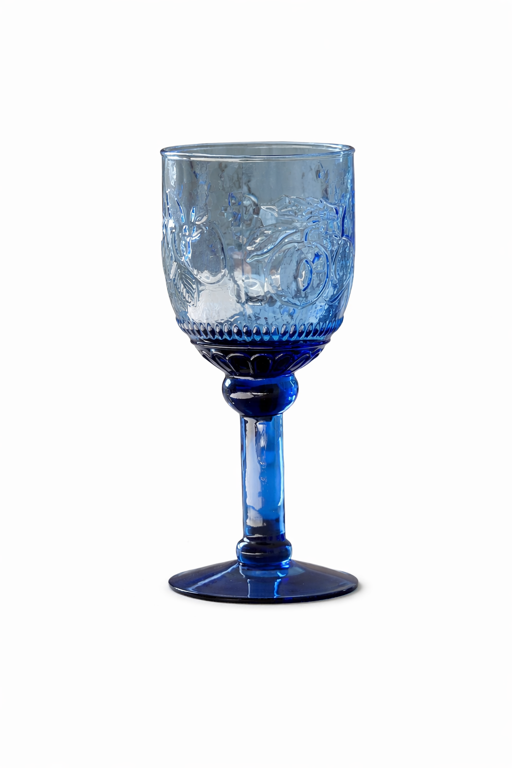 Ensemble (6) de coupes en verre bleuté, texturée