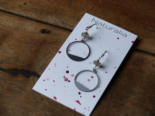 Boucles RONDES MINIMALISTES et ses pierres de Labradorite