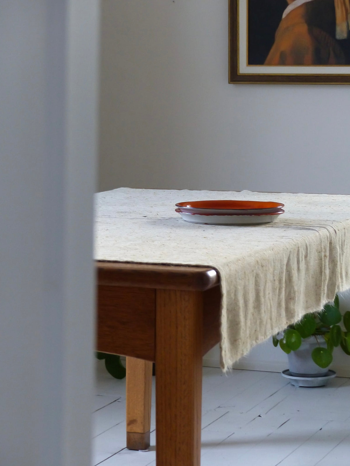 Duo d'assiettes vintage en terre cuite, orangées