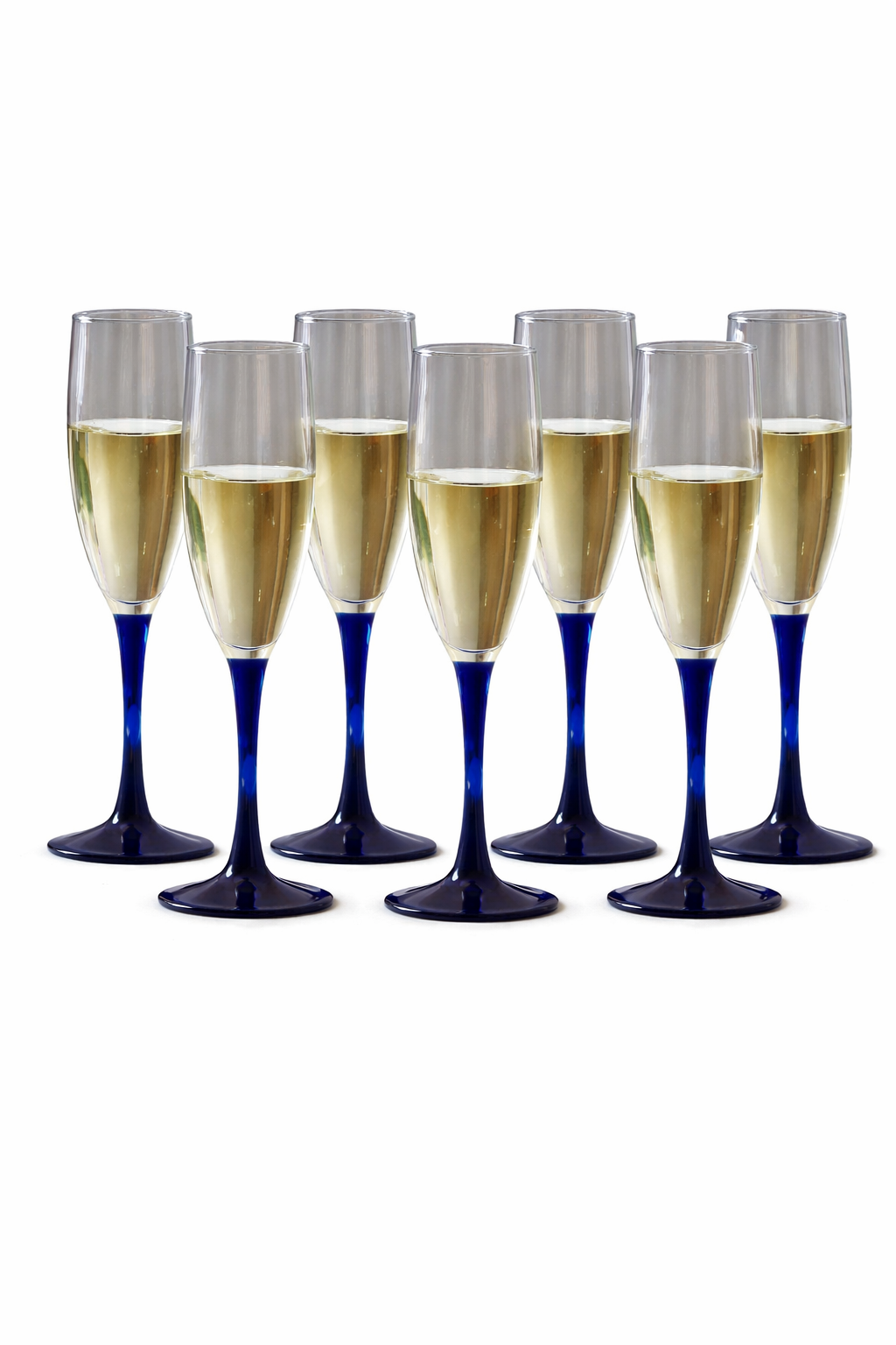 Ensemble (8) de flûtes à champagne vintage LUMINARC - pied bleu cobalt