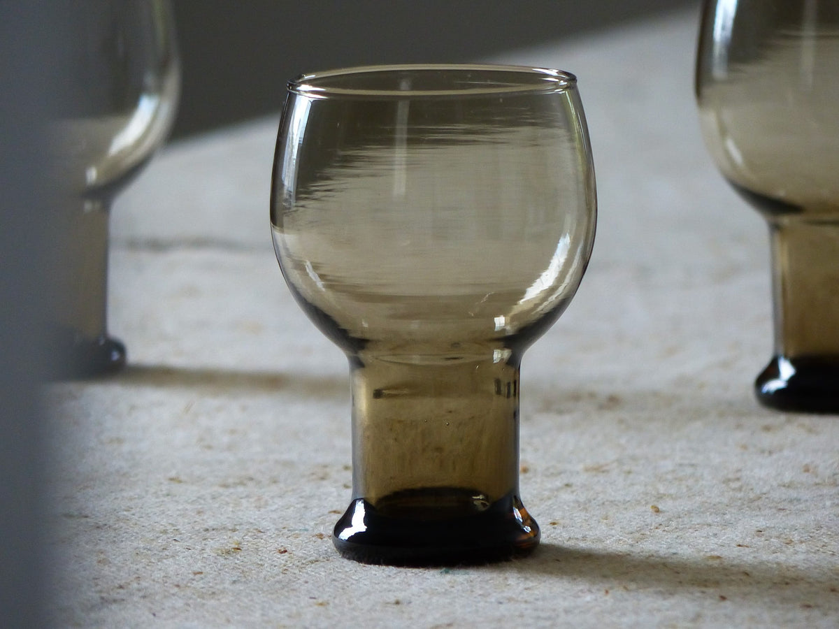 Ensemble de 4 verres ballon en verre, smoky brown
