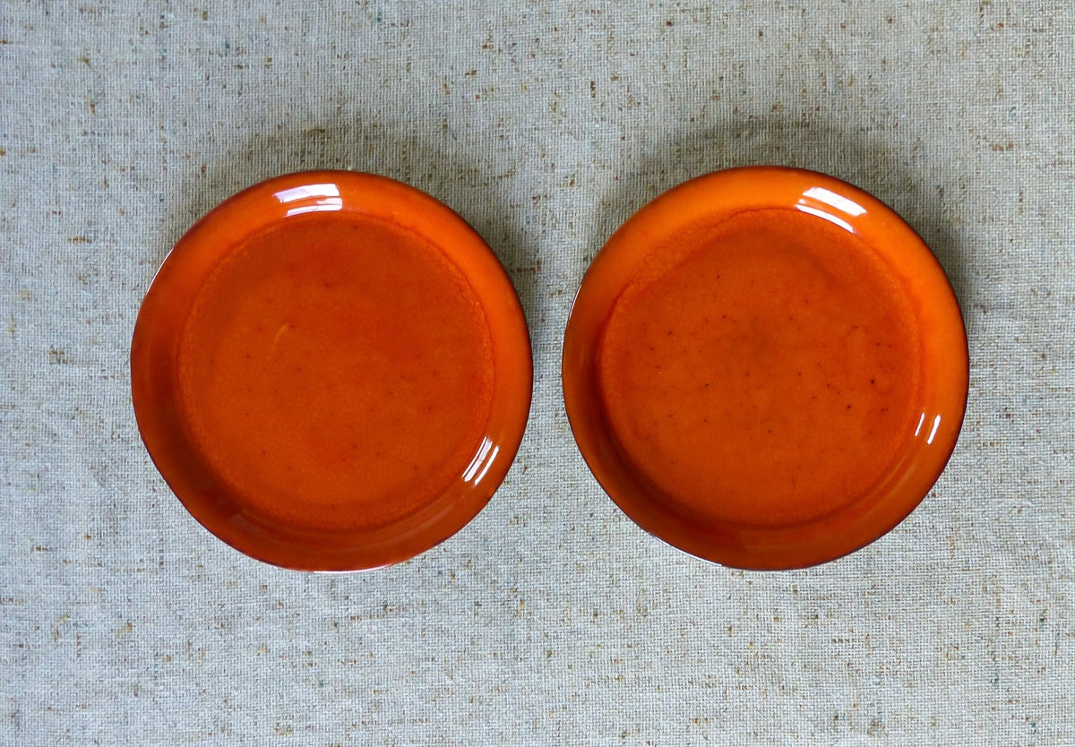 Duo d'assiettes vintage en terre cuite, orangées