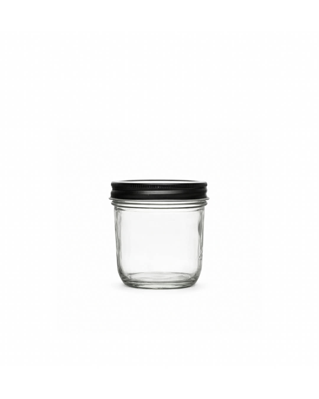 Bocal en verre avec couvercle noir - Petit rond