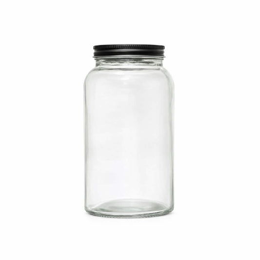Bocal en verre avec couvercle noir - Grand cylindrique