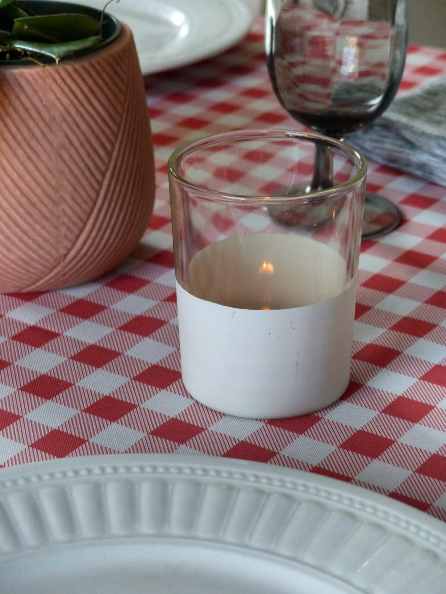 Petit vase - lampion, base blanche