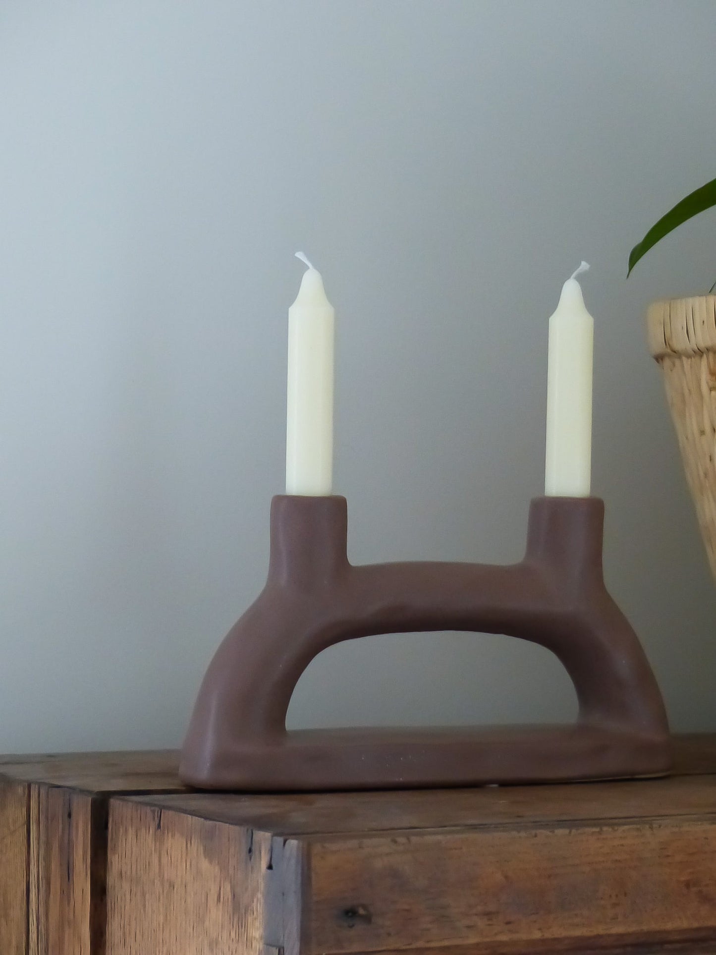 Bougeoir double en grès