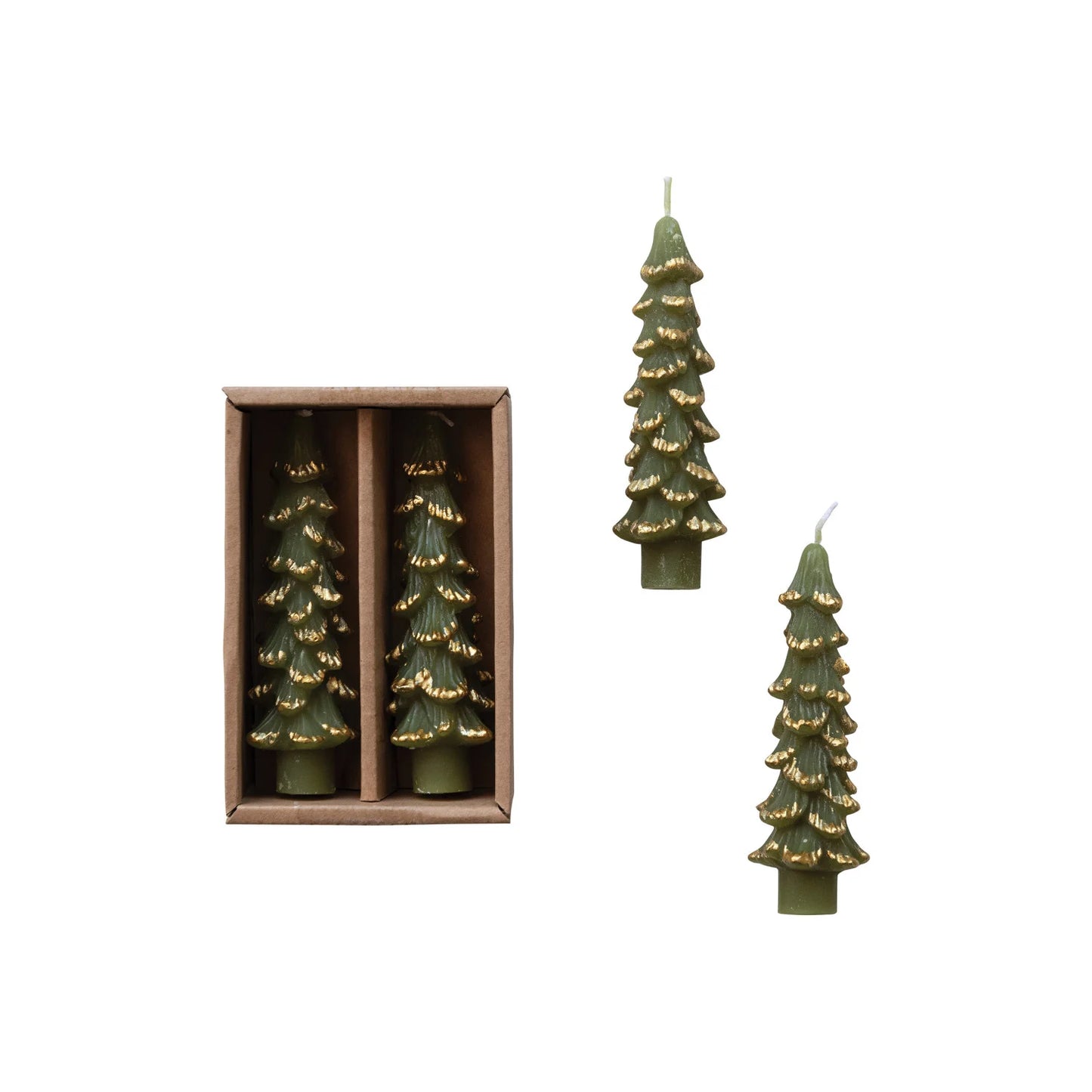 Duo de bougies en forme de sapin - Courtes