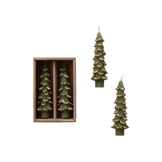 Duo de bougies en forme de sapin - Courtes