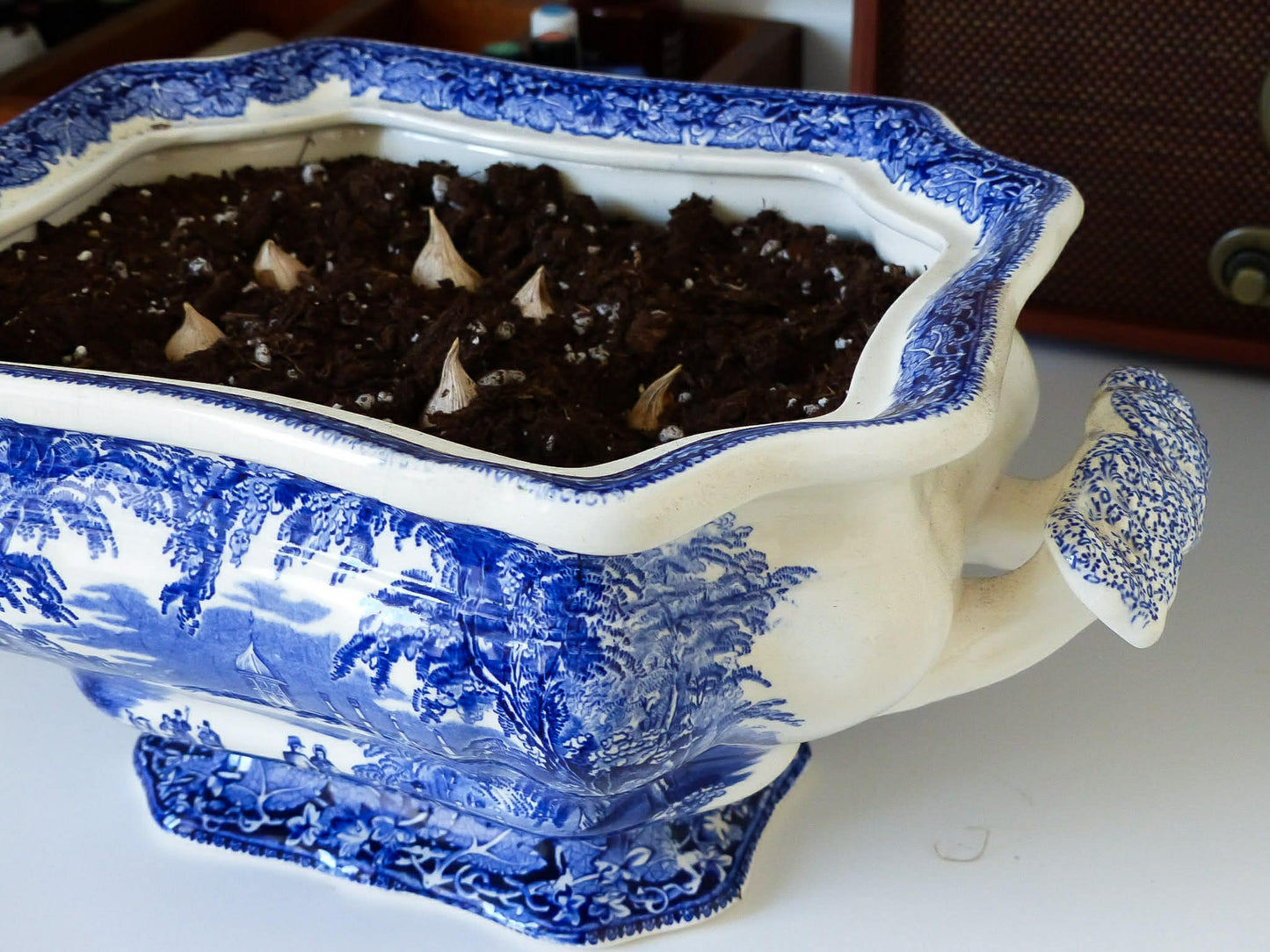 Soupière ancienne bleu et blanc, Mason's, Vista, England
