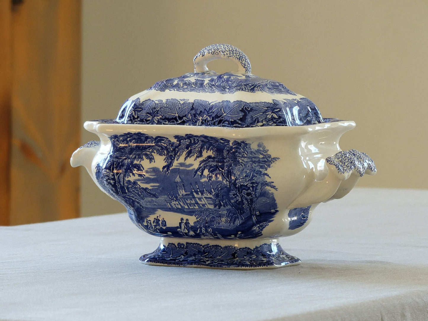 Soupière ancienne bleu et blanc, Mason's, Vista, England