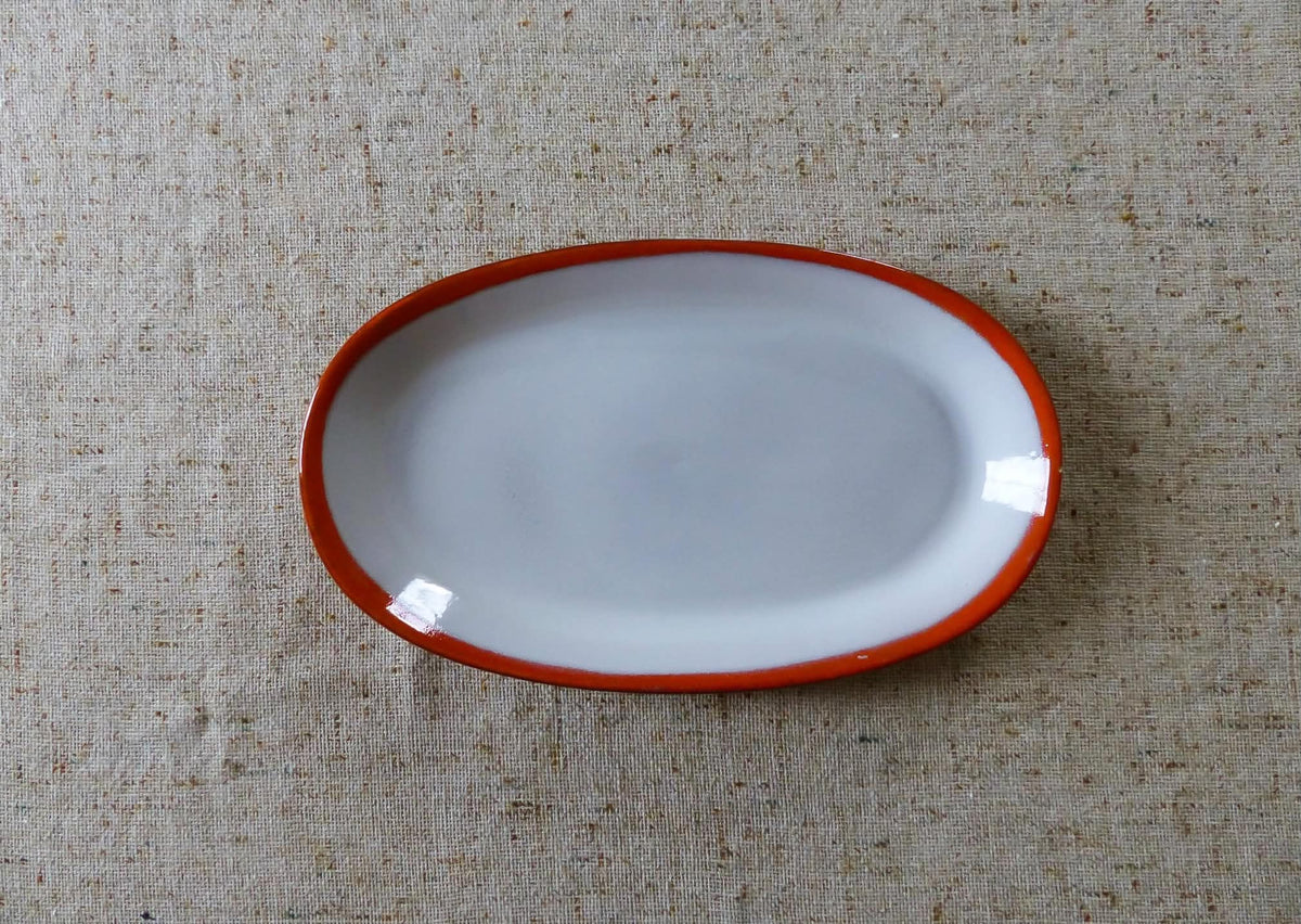 Assiette de service au contour orangé, Céramique de Beauce