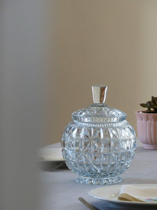 Bonbonnière vintage en verre taillé