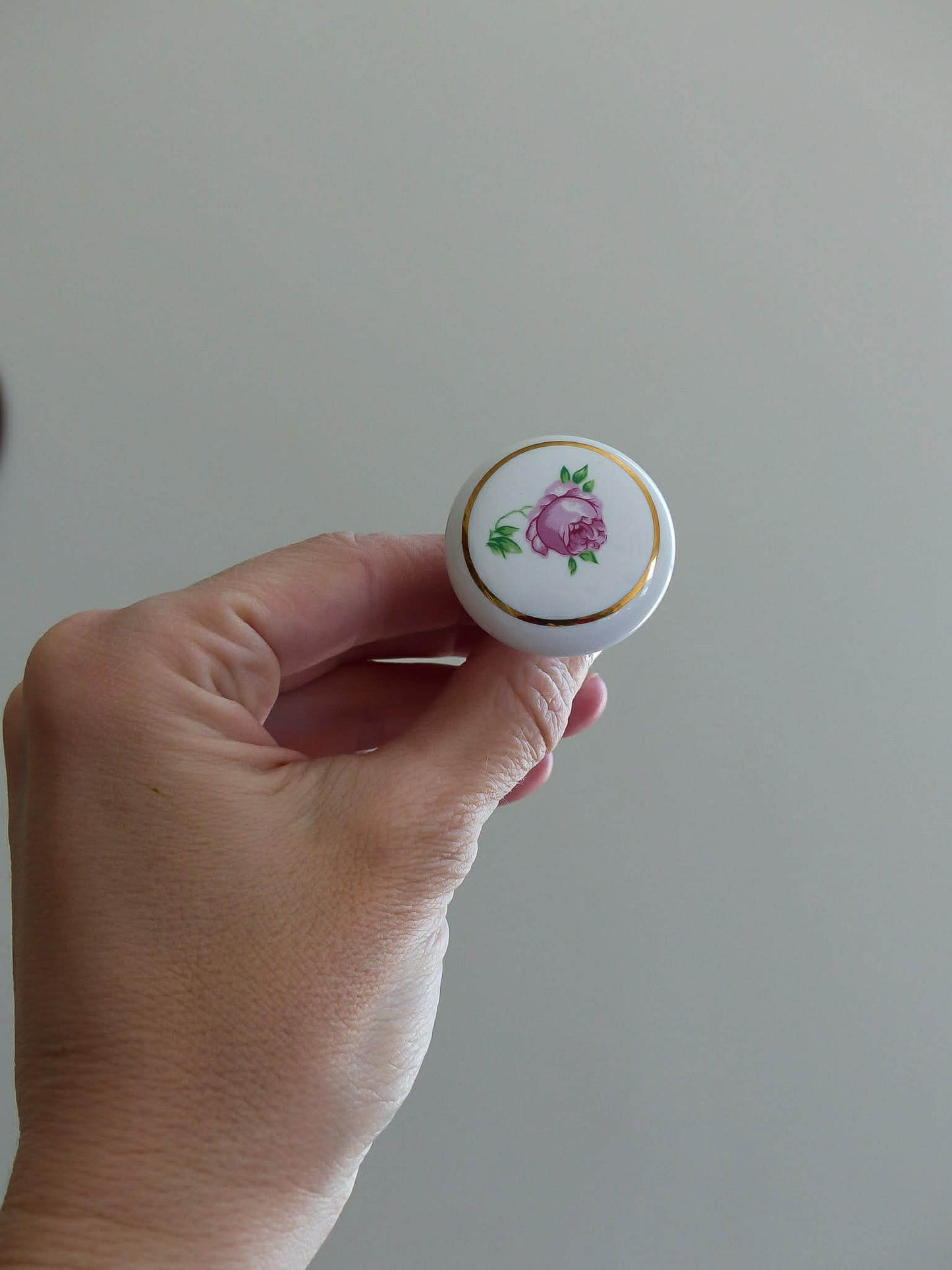 Bouton de tiroirs en céramique à motif de rose, Belwith