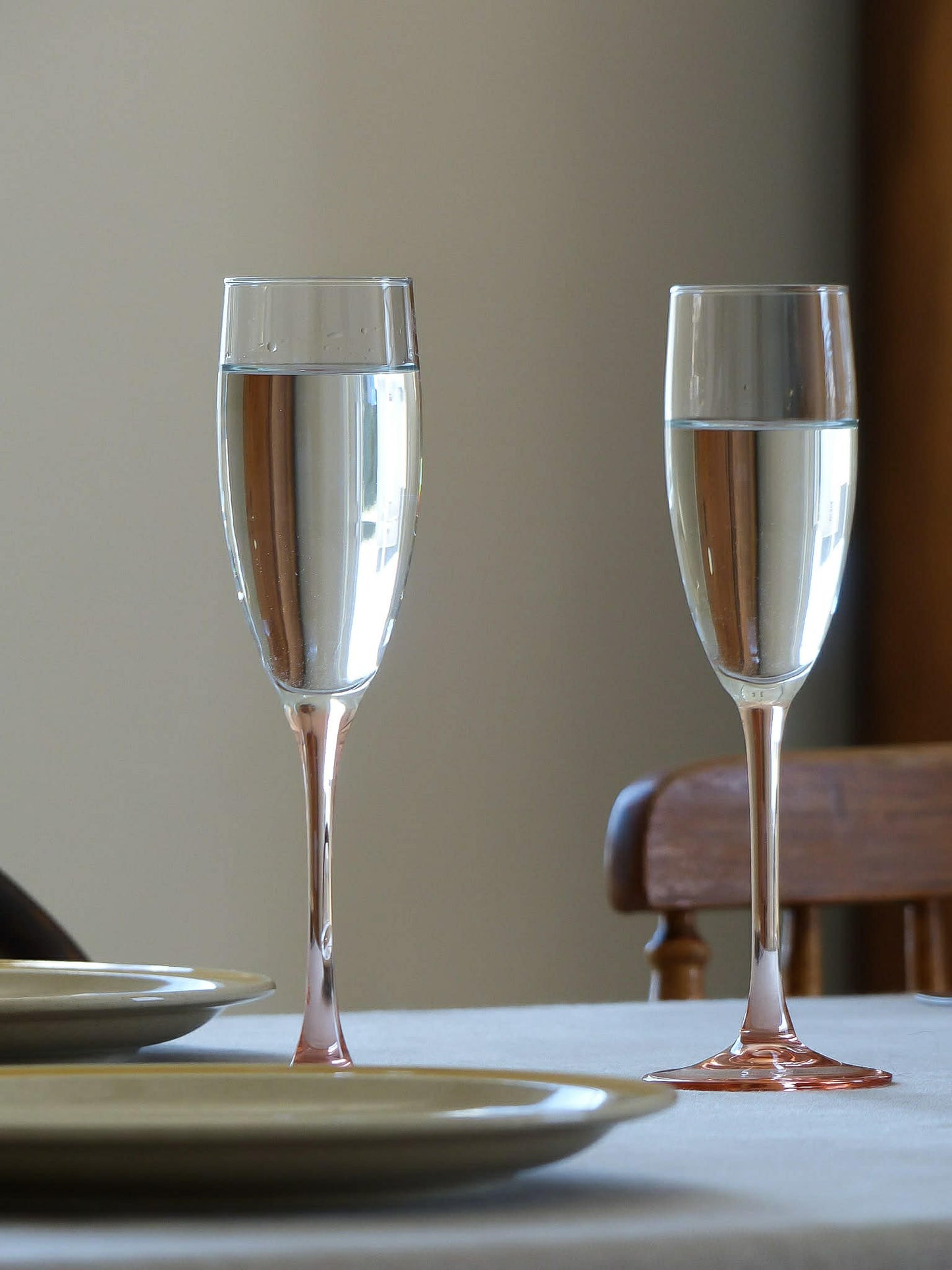 Flutes à champagne LUMINARC, pied rose blush, ensemble de 6
