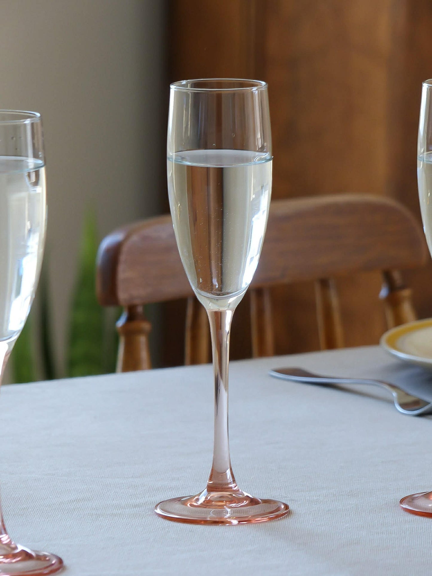 Flutes à champagne LUMINARC, pied rose blush, ensemble de 6