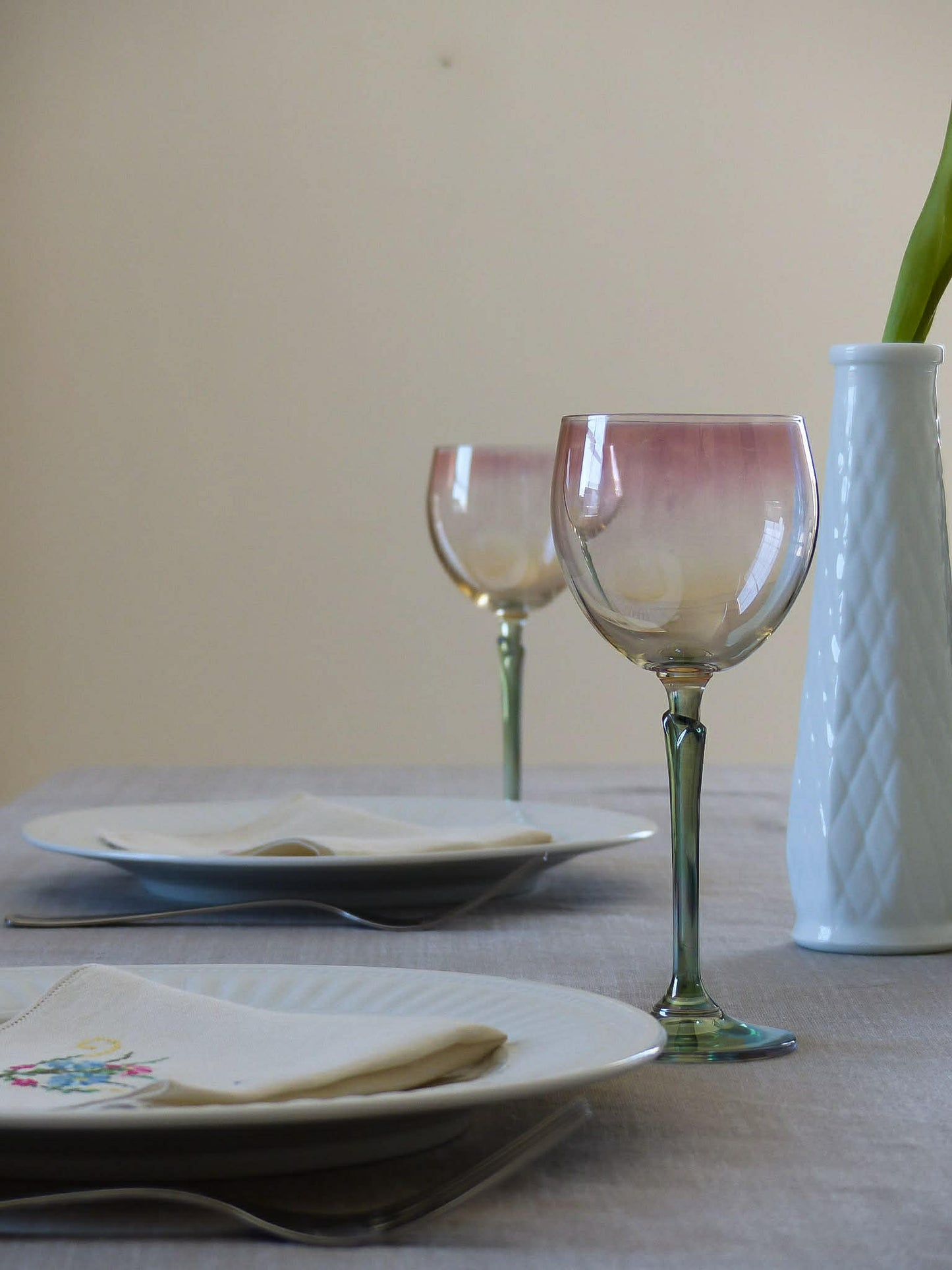 Verres à vin vintage aux teintes dégradées, ensemble de 6