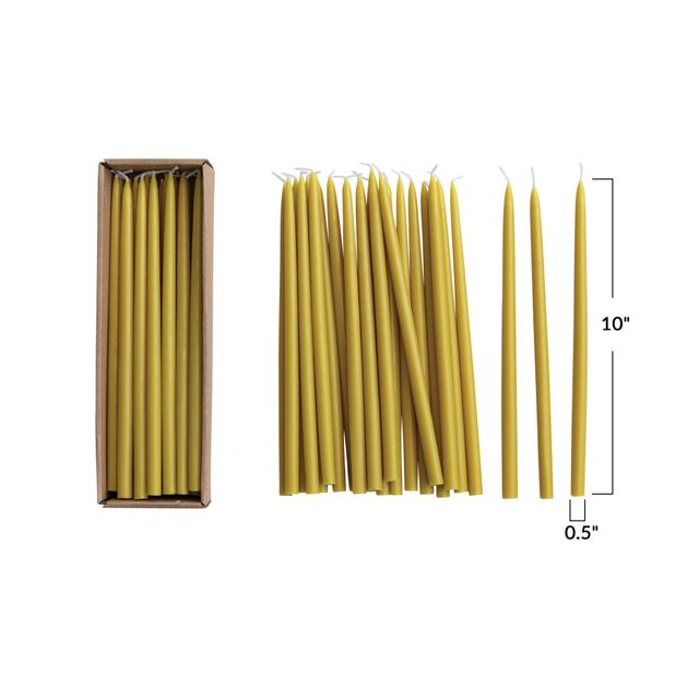Lot de 24 bougies fines et longues (diamètre 1/2 de pouce) sans parfum, en boîte – Couleur chartreuse