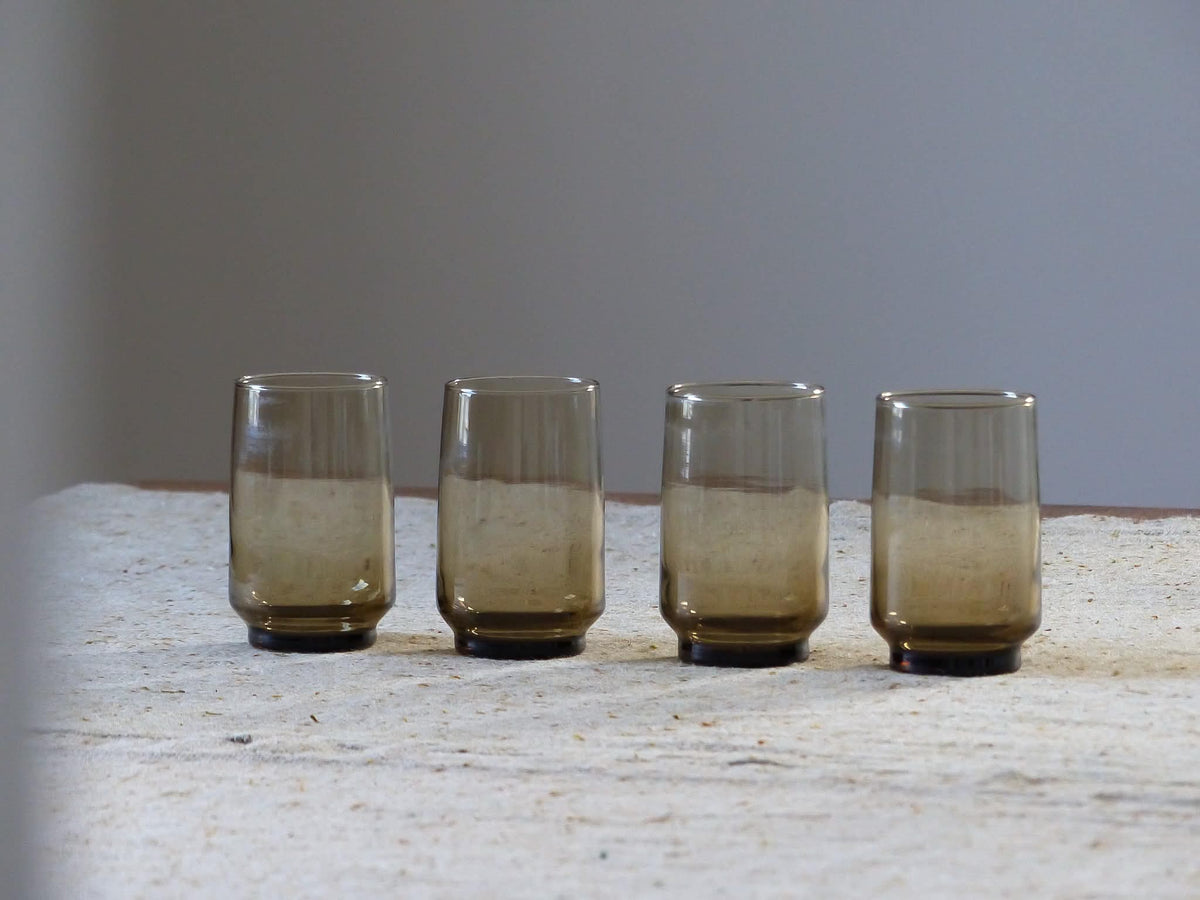 Ensemble de 4 verres en verre, smoky brown, Libbey