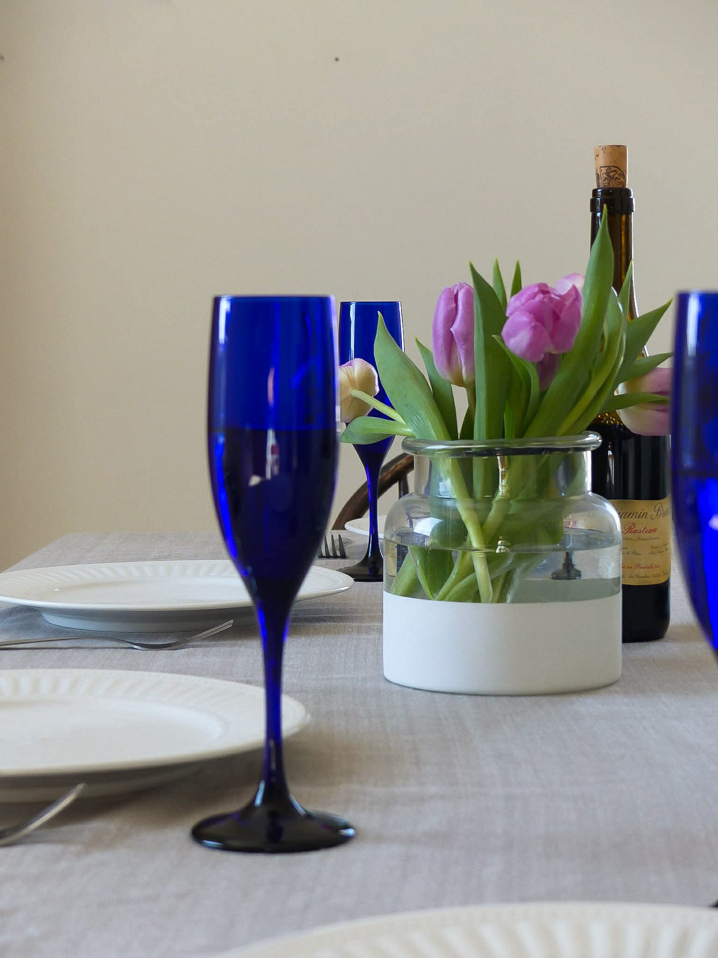 Ensemble (4) de flûtes à champagne vintage - bleu cobalt, de LIBBEY GLASS