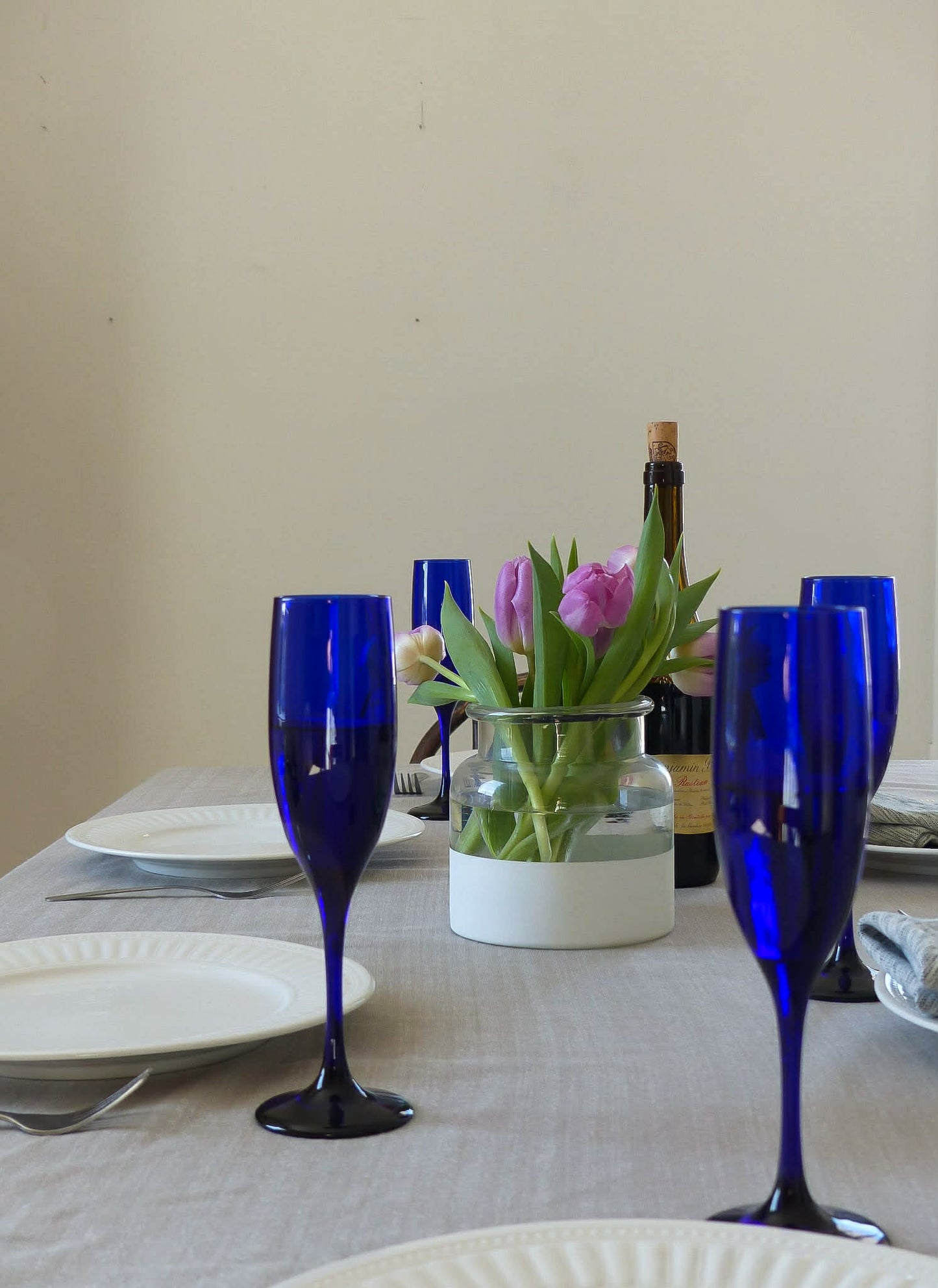 Ensemble (4) de flûtes à champagne vintage - bleu cobalt, de LIBBEY GLASS