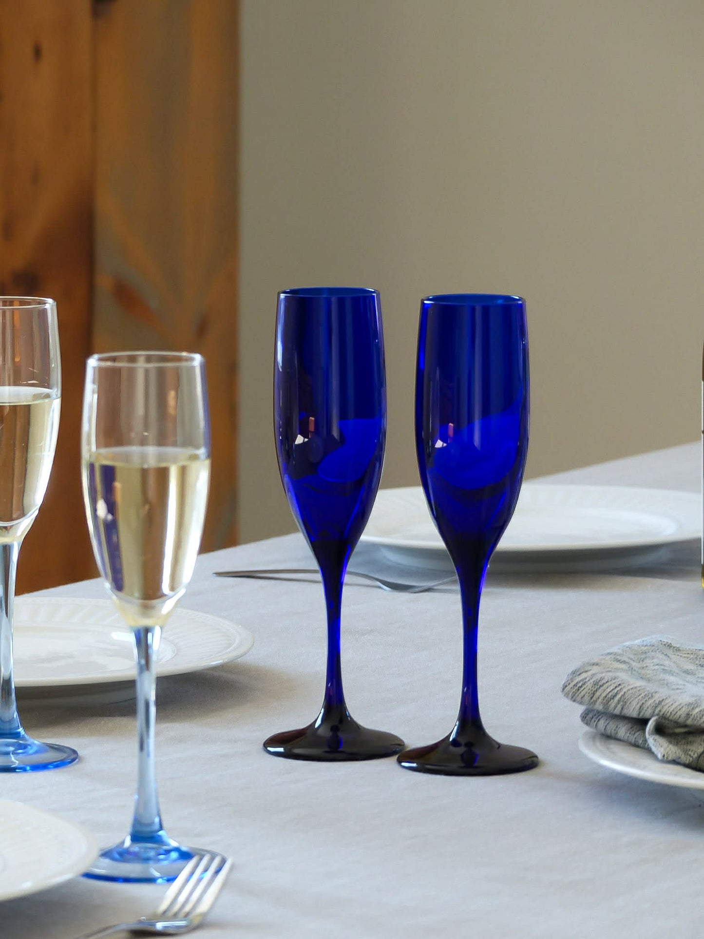 Ensemble (4) de flûtes à champagne vintage - bleu cobalt, de LIBBEY GLASS