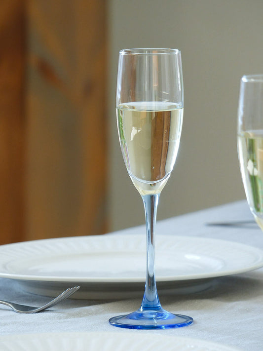 Ensemble (4) de flûtes à champagne vintage LUMINARC - pied bleu glacier