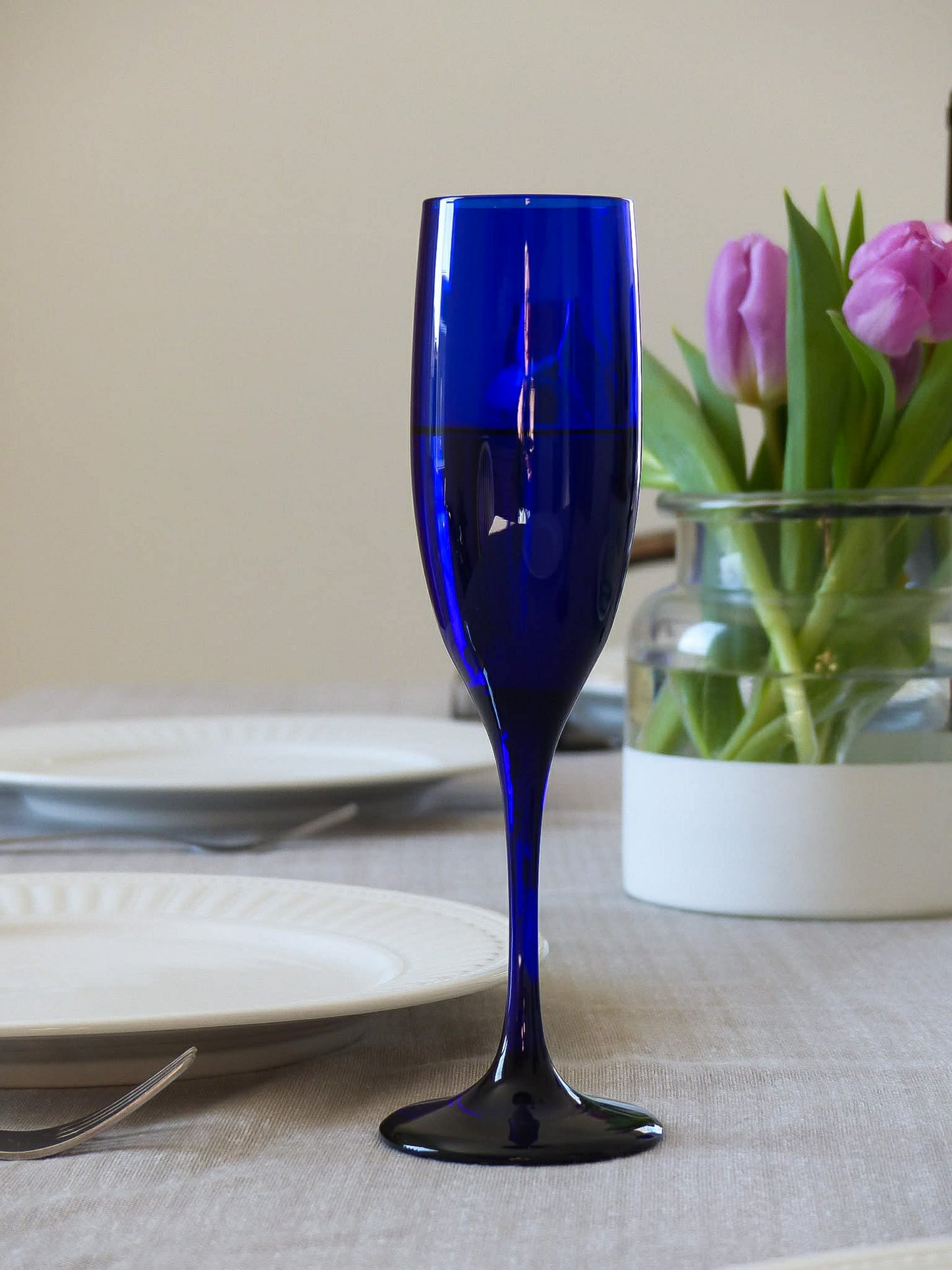 Ensemble (4) de flûtes à champagne vintage - bleu cobalt, de LIBBEY GLASS