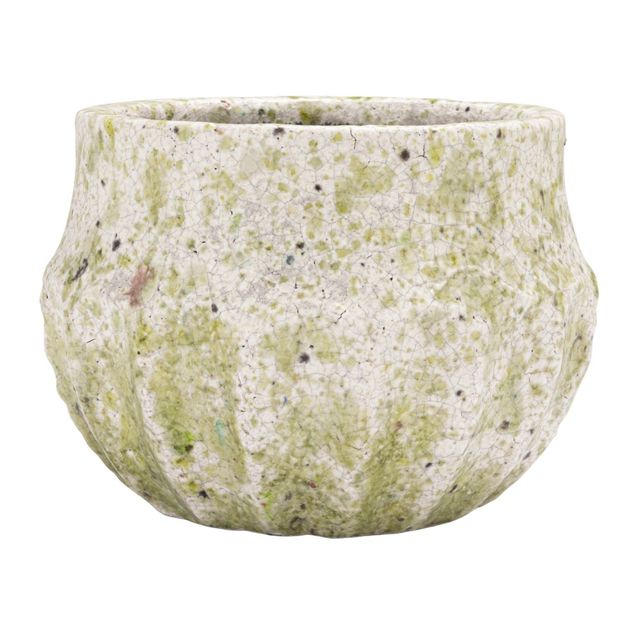 Cache-pot en terre cuite, émail craquelé, finition terrazzo - L