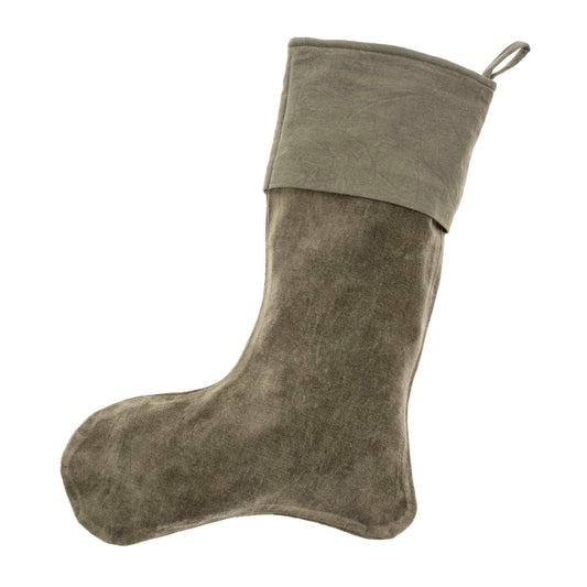 Bas de Noël en velours - VERT CYPRÈS