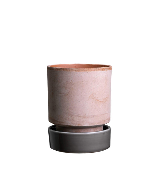 Pot Bergs Potter - Hoff - Rose + base grise glacée - 18 cm