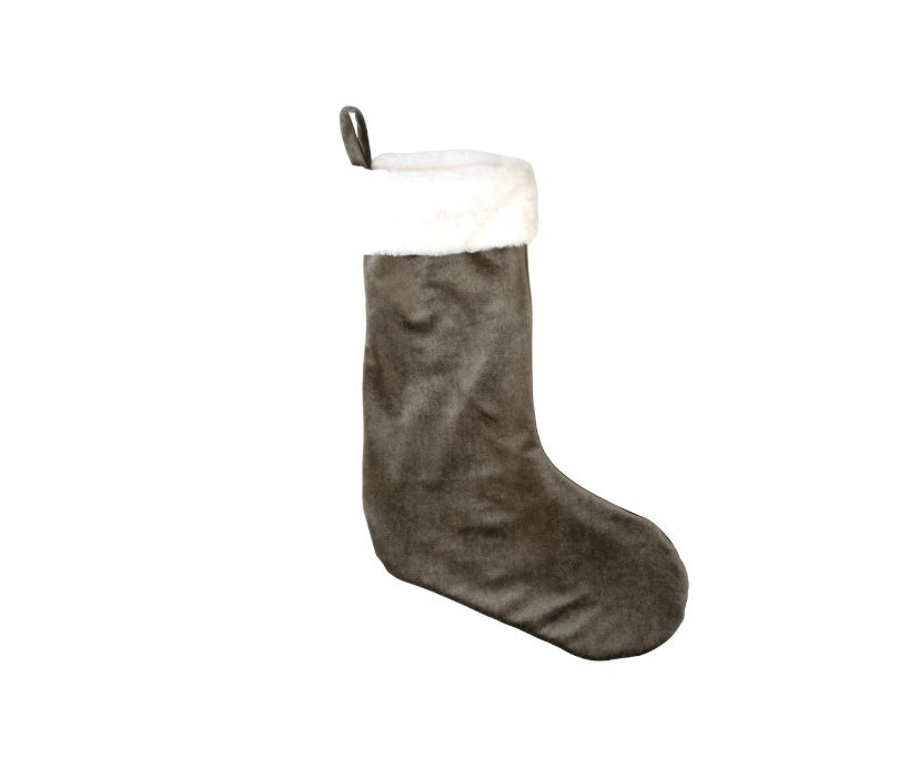 Bas de Noël en velours - Olive