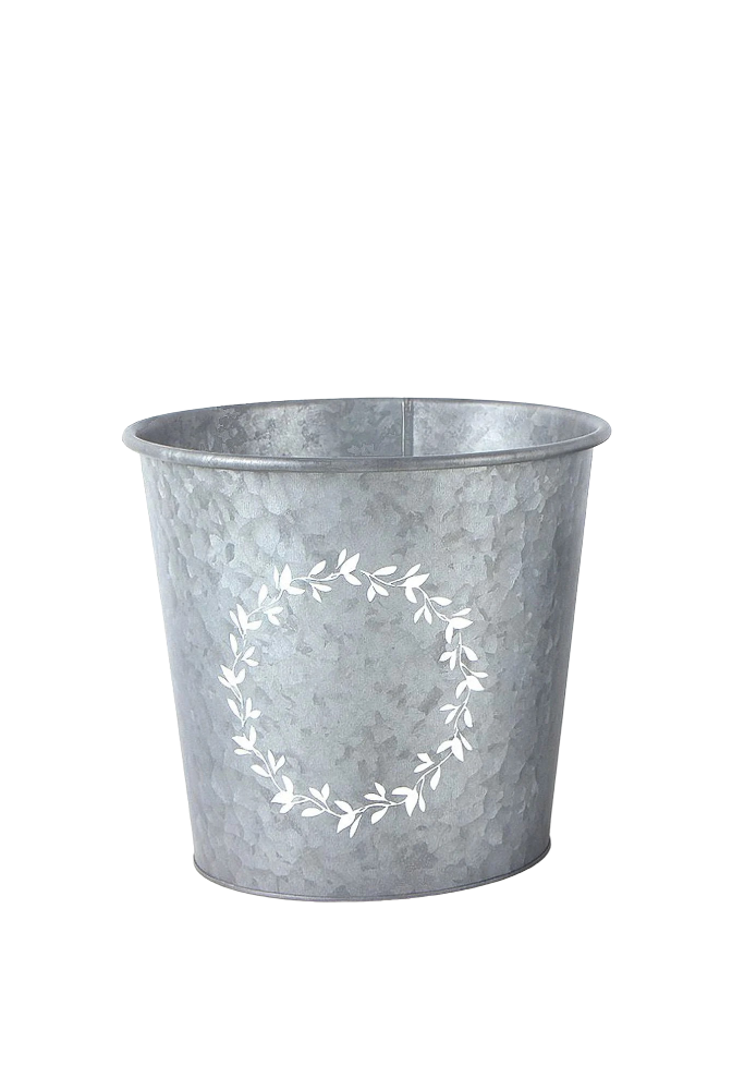 Pot galvanisé - Couronne blanche - G