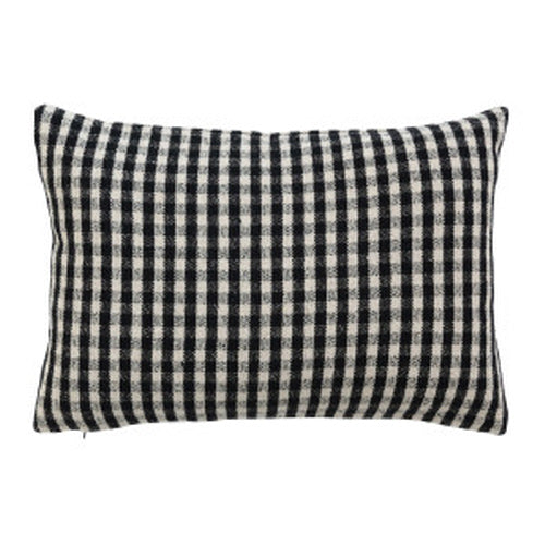 Coussin tissé en mélange de coton recyclé - GINGHAM noir et blanc