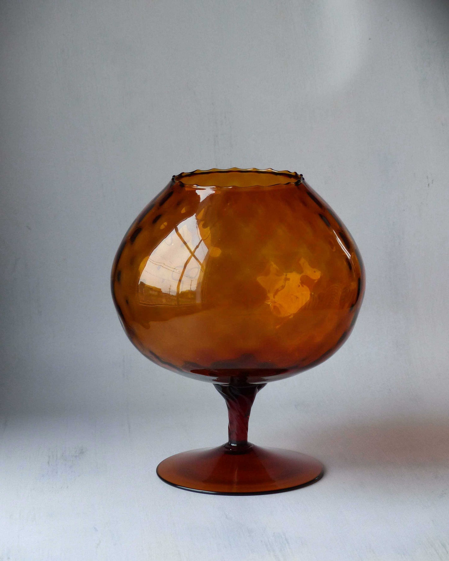 Vase décoratif en verre sur pied, ambré, EMPOLI