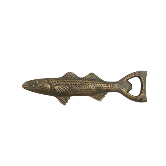 Ouvre-bouteille en forme de poisson, en d'aluminium, finition antique