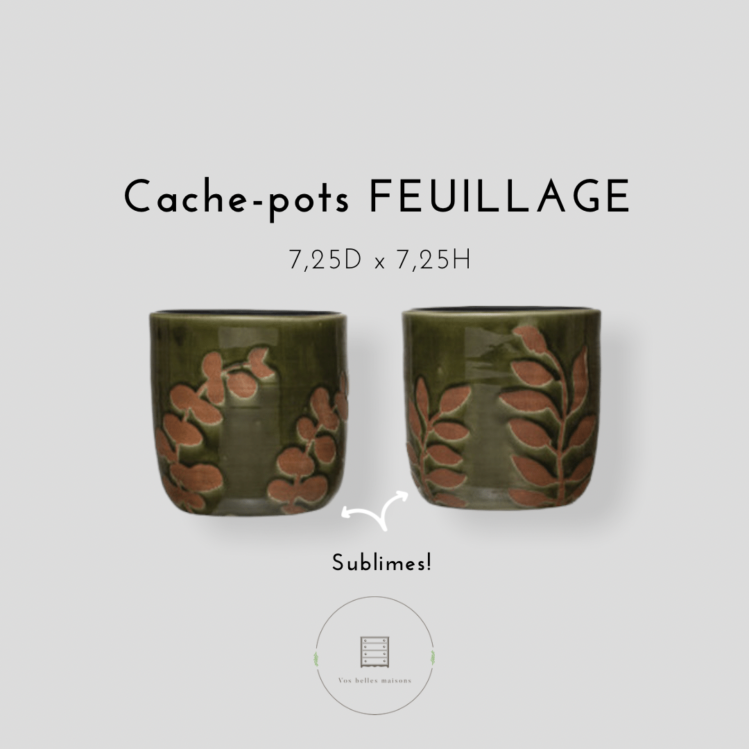 Cache-pot en terra-cotta avec feuillage