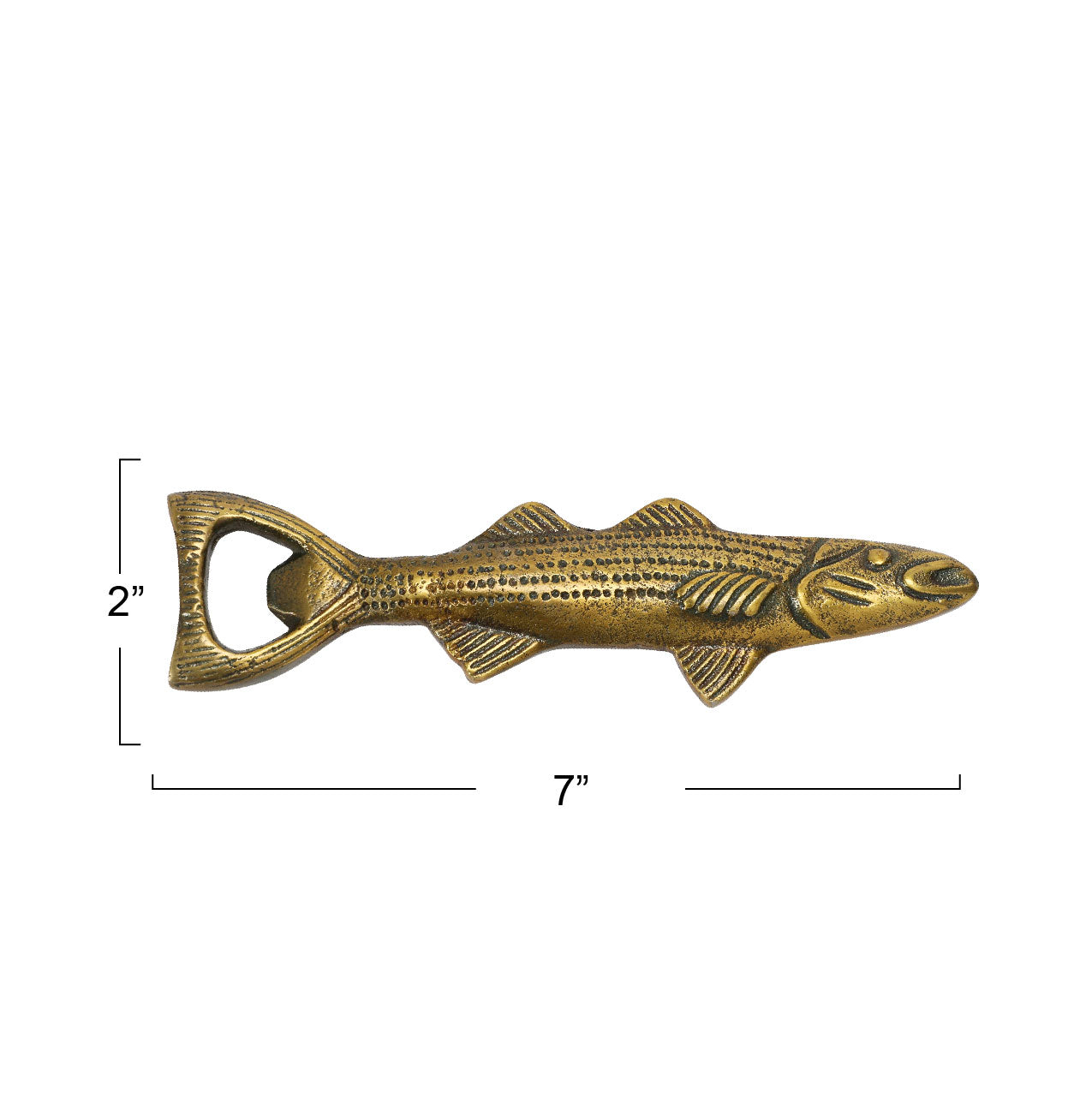 Ouvre-bouteille en forme de poisson, en d'aluminium, finition antique