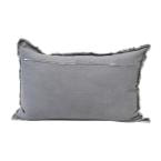 Coussin en mélange de lin avec bords effilochés, gris anthracite