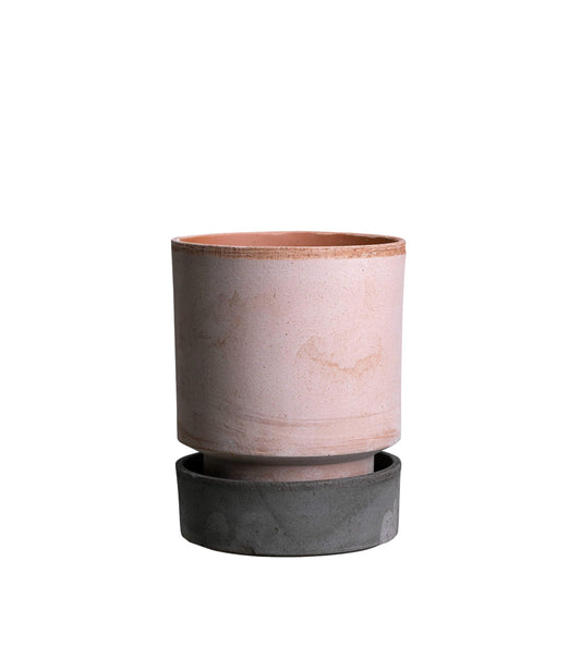 Pot Bergs Potter - Hoff - Rose + base grise brute - 18 cm