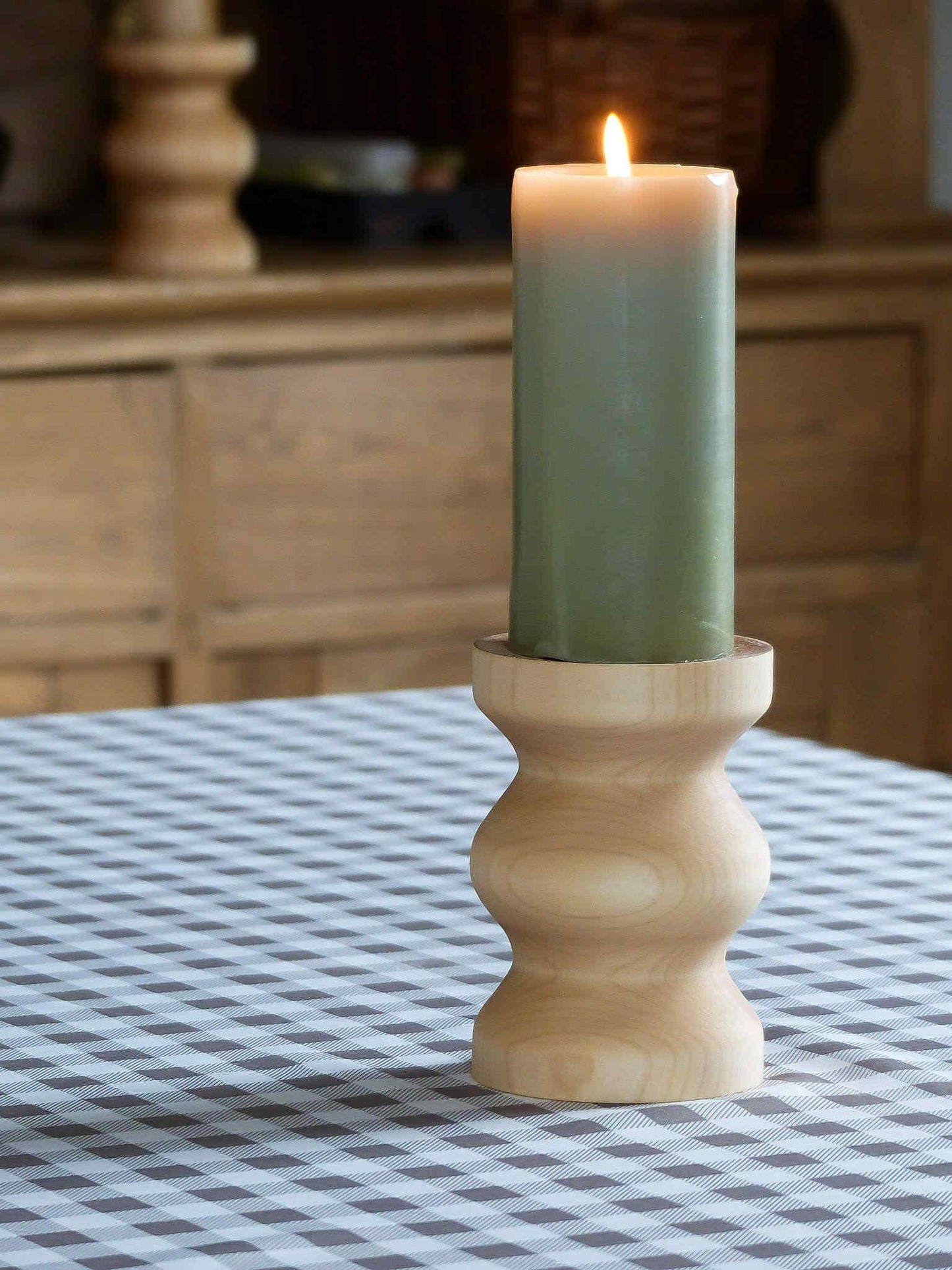 Porte bougie en coeur de bouleau blanc tourné à la main